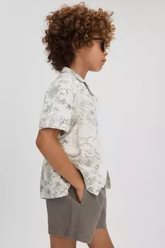 Рубашка Gobi Sketch с кубинским воротником Reiss, экрю