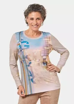 Рубашка GOLDNER Druckshirt, цвет hellblau/gemustert