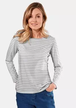 Рубашка GOLDNER Ringelshirt, цвет graumelange/cremewei/geringelt
