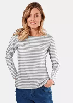 Рубашка GOLDNER Ringelshirt, цвет graumelange/cremewei/geringelt