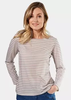 Рубашка GOLDNER Ringelshirt, цвет taupe/cremewei/geringelt