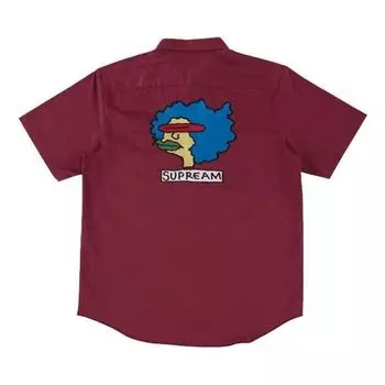 Рубашка gonz work shirt 'burgundy blue yellow' Supreme, бургундия