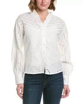 Рубашка Gracia с V-образным вырезом и оборками, белый