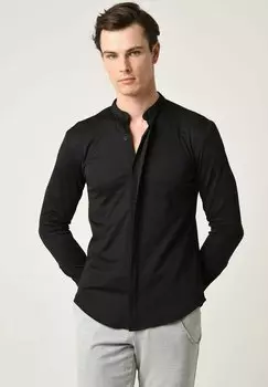 Рубашка Grandad Collar Скрытая Пуговина С Длинным Рукавом Antioch, черный