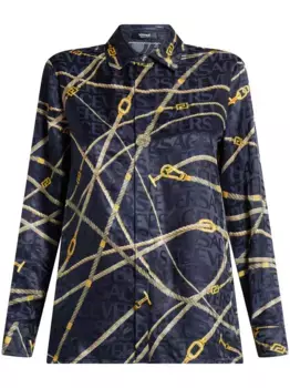 Рубашка Greca Nautical с длинными рукавами VERSACE, синий