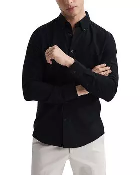 Рубашка Greewich Button Down Slim Fit Oxford REISS, черный