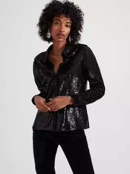 Рубашка Greta с пайетками Hobbs, черный