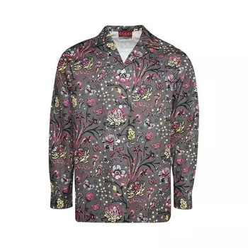 Рубашка Gucci Floral Punk Print Shirt Stone/Magenta, разноцветный