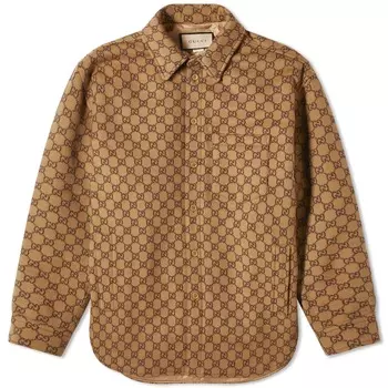 Рубашка Gucci Gg Monogram Overshirt, цвет Camel