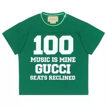 Рубашка Gucci Kids Graphic Printed Short-Sleeve Shirt 'Green', зеленый