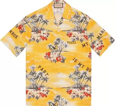 Рубашка Gucci Printed Bowling Shirt Yellow/Red, желтый