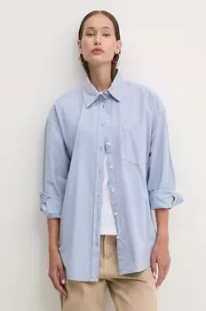 Рубашка Guess Jeans из хлопка, синий