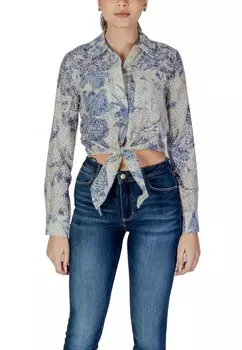Рубашка Guess укороченная с рисунком, синий