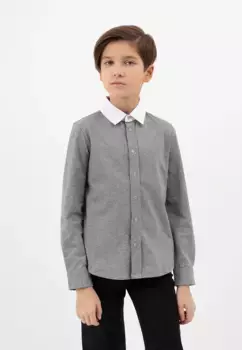 Рубашка Gulliver с длинными рукавами и контрастным воротником, серый