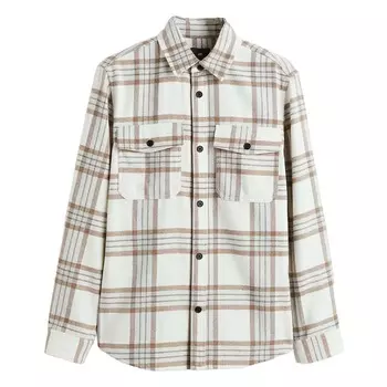 Рубашка H&amp;M Checked Twill, бежевый/белый