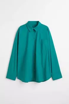 Рубашка H&M cotton, бирюзовый