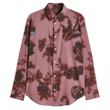 Рубашка H&amp;M Flowers Regular Fit, розовый