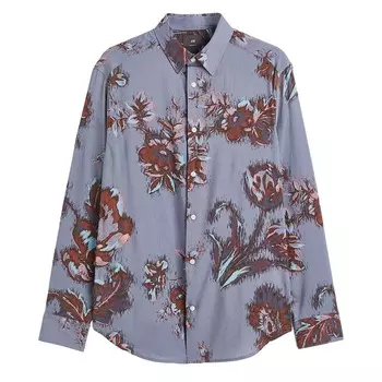 Рубашка H&amp;M Flowers Regular Fit, синий