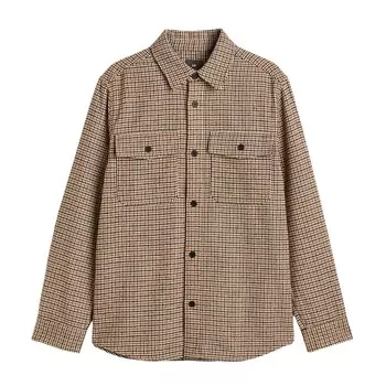 Рубашка H&M Houndstooth-pattern Twill, коричневый