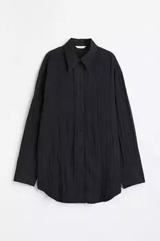 Рубашка H&amp;M in crinkled chiffon, черный