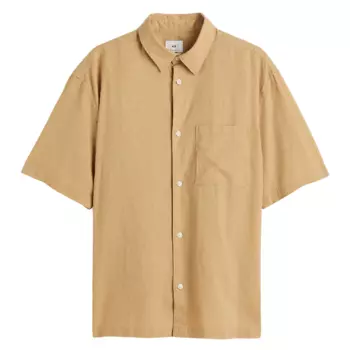 Рубашка H&amp;M Linen Blend, коричневый