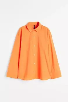Рубашка H&amp;M Linen-blend Shirt, оранжевый