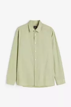 Рубашка H&amp;M Regular Fit Linen-blend, светло-зелёный