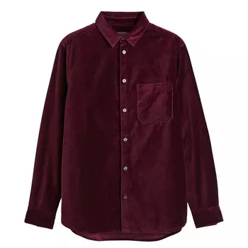 Рубашка H&amp;M Regular Fit Velvet, бордовый