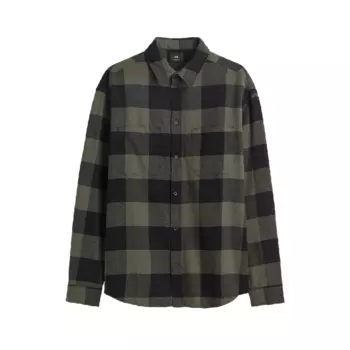 Рубашка H&amp;M Relaxed Fit Twill, хаки/черный