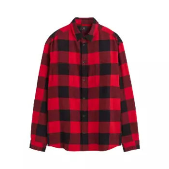 Рубашка H&amp;M Relaxed Fit Twill, красный/черный