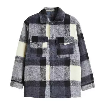 Рубашка H&amp;M Shaggy, серый/кремовый
