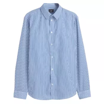 Рубашка H&amp;M Slim Fit Easy Iron, голубой/белый