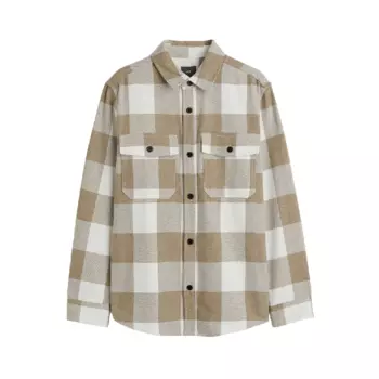 Рубашка H&amp;M Twill Overshirt, бежевый/белый