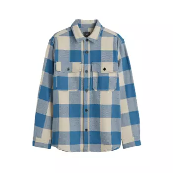 Рубашка H&amp;M Twill Overshirt, синий/белый