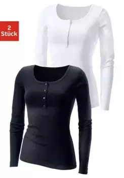 Рубашка H.I.S с длинными рукавами и планкой на пуговицах спереди из модной ребристой ткани, черно-белый