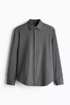 Рубашка H&M A/W 2024 Regular Fit Twill, темно-серый