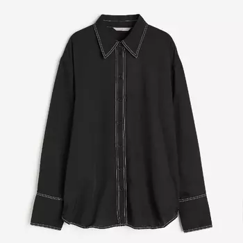 Рубашка H&M Contrasting-stitch, черный