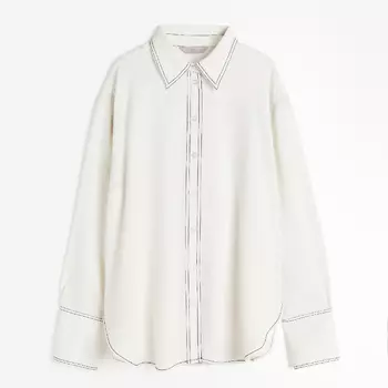 Рубашка H&M Contrasting-stitch, кремовый