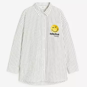 Рубашка H&M Kids Printed Cotton SmileyWorld, белый