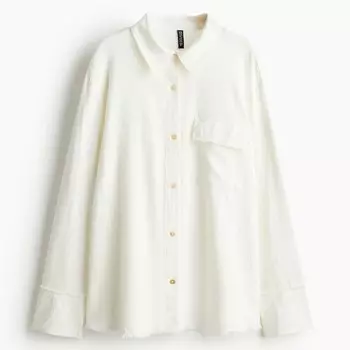 Рубашка H&M Linen-blend, кремовый