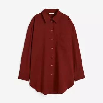 Рубашка H&M Linen-blend, темно-красный