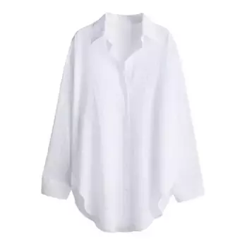 Рубашка H&M Long Cotton, белый