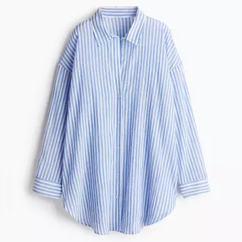 Рубашка H&M Long Cotton, синий
