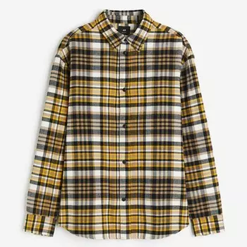 Рубашка H&M Loose Fit Flannel, желтый