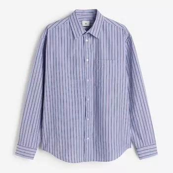 Рубашка H&M Loose Fit Poplin, голубой