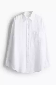 Рубашка H&M Oversized Linen, белый