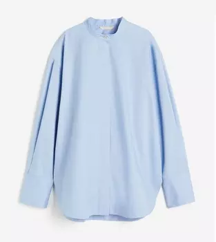 Рубашка H&M Oversized With A Stand-up Collar, голубой