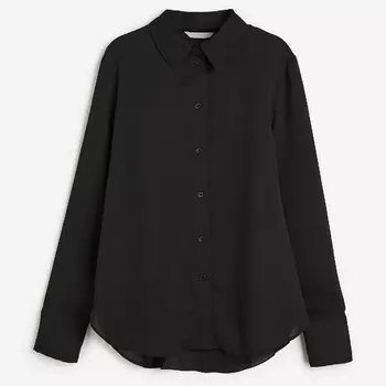 Рубашка H&M Pointed-collar, черный