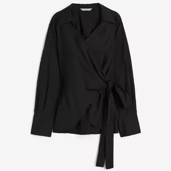 Рубашка H&M Poplin Wrap, черный
