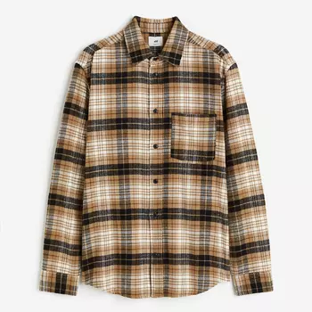 Рубашка H&M Regular Fit Flannel, бежевый